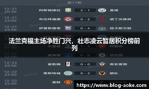 法兰克福主场净胜门兴，壮志凌云暂居积分榜前列