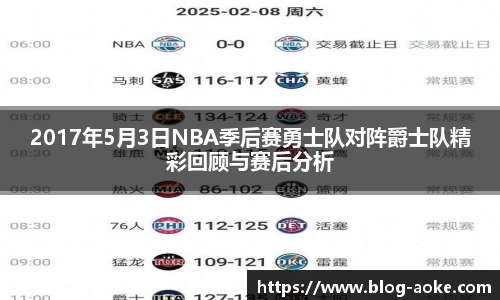 2017年5月3日NBA季后赛勇士队对阵爵士队精彩回顾与赛后分析